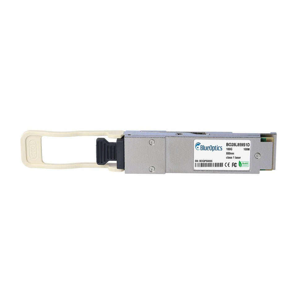 BlueOptics Alcatel-Lucent QSFP-100G-SR4 BlueOptics BO28L859S1D QSFP28 Transceiver, MPO, 100GBASE-SR4, Multimode Fiber, 4x850nm, 100 Meter
