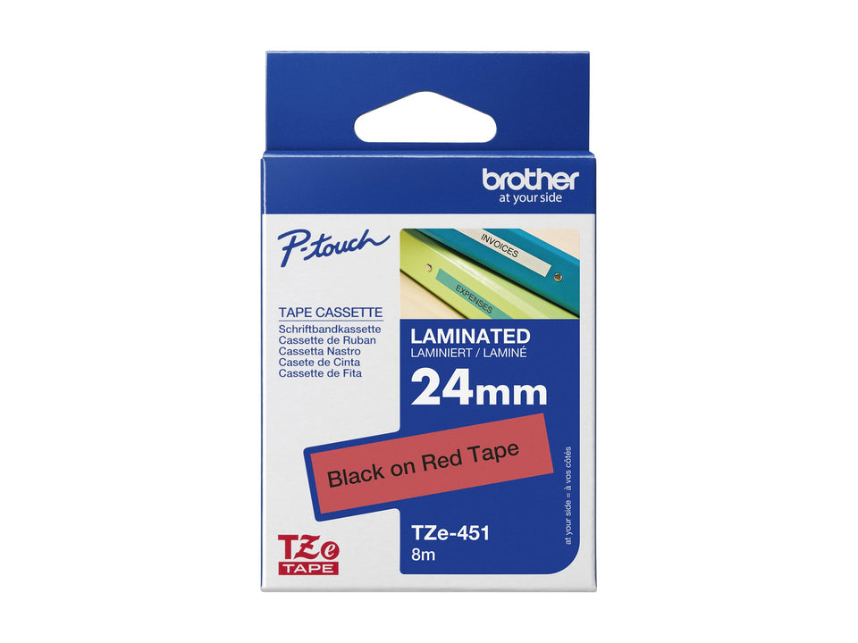 Brother TZe 451 - Laminiertes Band - schwarz auf rot - Rolle 2.4 cm x 8 m - 1 n - Original - Schriftband