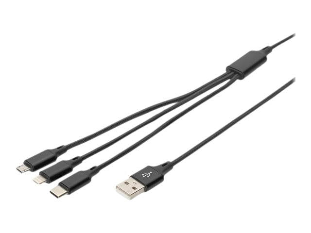 DIGITUS 3-in-1 USB-Ladekabel, 1m