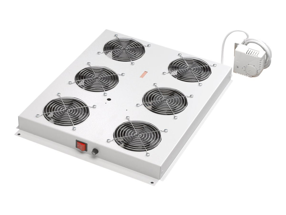 DIGITUS Professional DN-19 FAN-4-SRV - Rack-Dach mit 2 Lüftern - mit 4 Lüfter - Hellgrau, RAL 7035 - 48.3 cm (19")