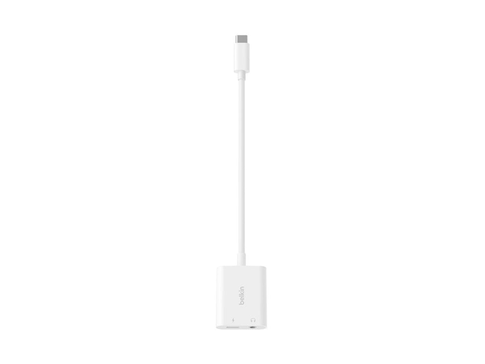 Belkin RockStar - USB-C zu Kopfhöreranschluss / Ladeadapter - USB-C männlich zu USB-C, Mini-Stecker weiblich - USB Power Delivery (60W)