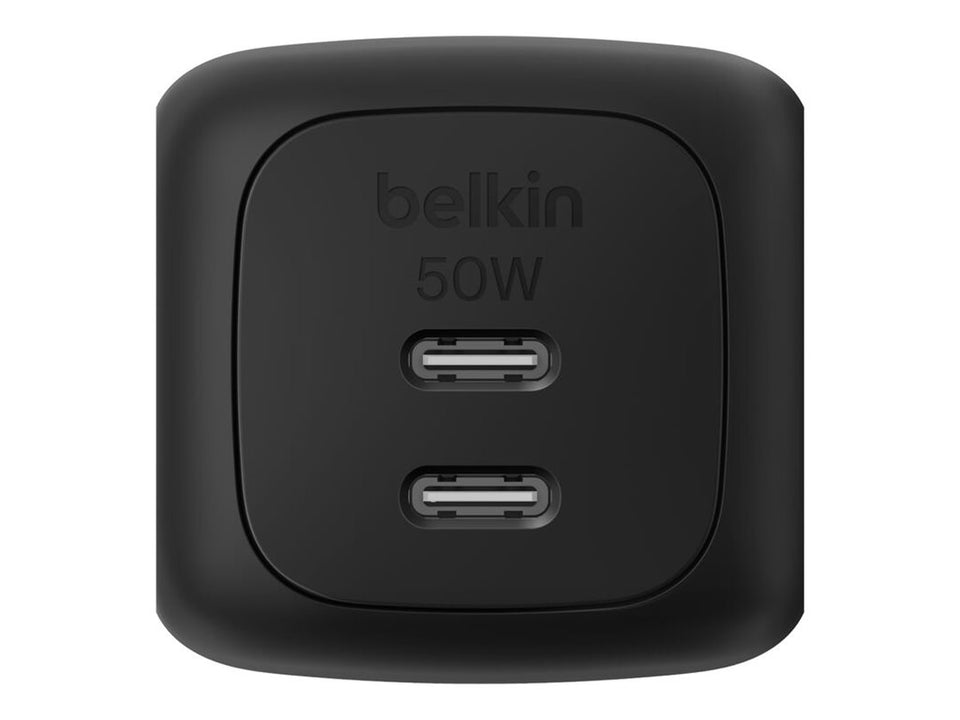 Belkin BoostCharge Pro - Netzteil - GaN - 50 Watt - Fast Charge, PD 3.1/PPS - 2 Ausgabeanschlussstellen (2 x USB-C)