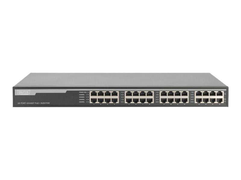 DIGITUS 16-Port 10G Ethernet PoE+ Injektor, 802.3at, 250 W