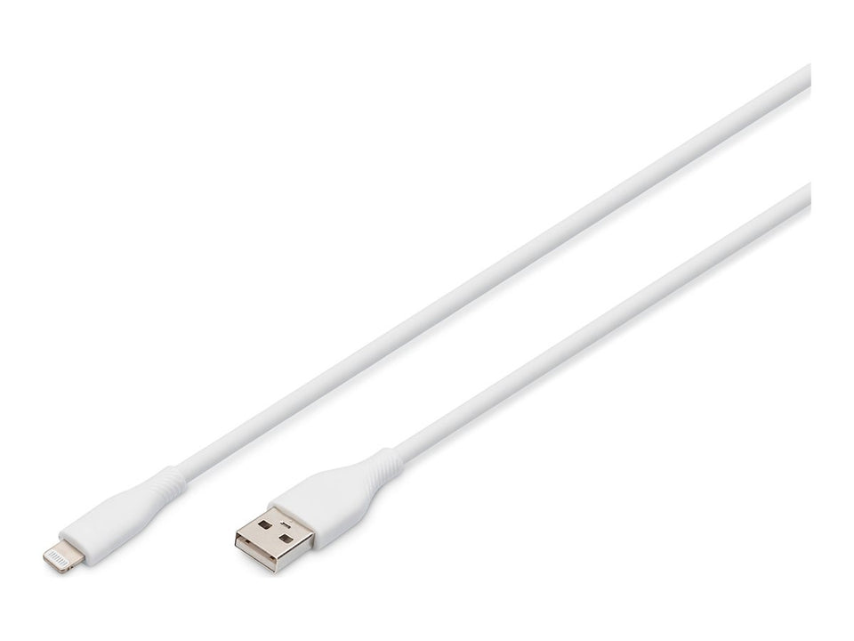 DIGITUS Lightning Silikon Anschlusskabel, USB-A - Lightning 0,5m, weiß