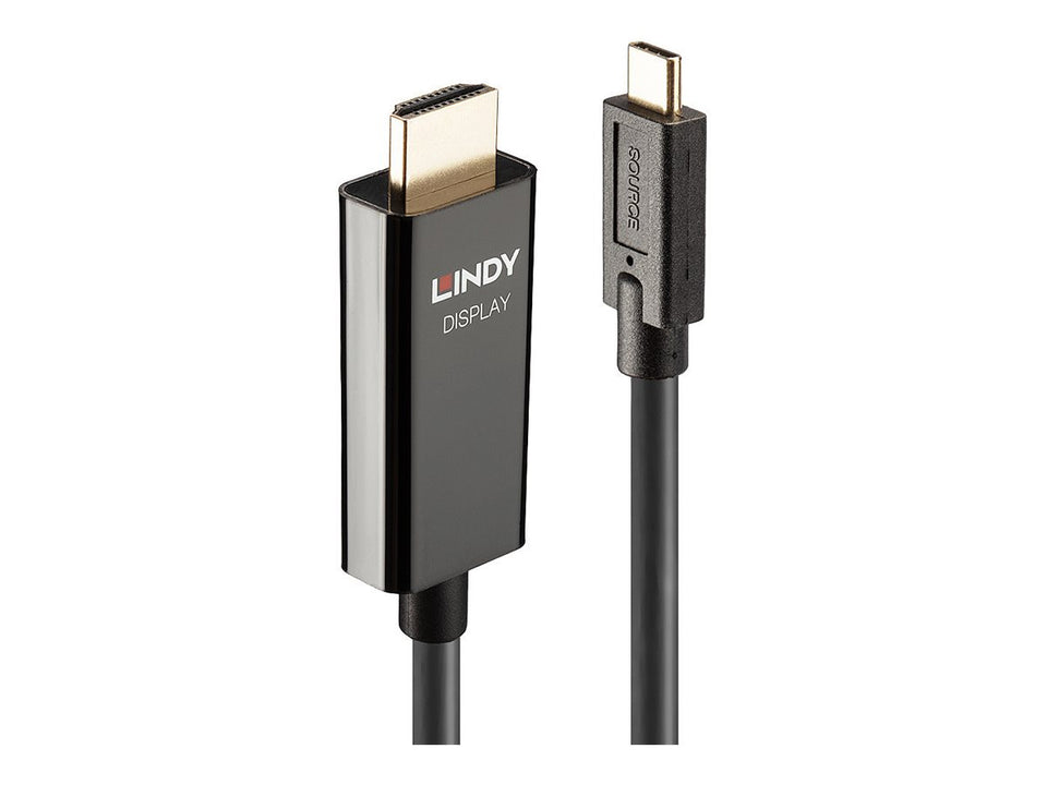 Lindy Adapterkabel - USB-C männlich zu HDMI männlich - 5 m - abgeschirmt - Schwarz - rund, aktiver Chip, 4K60Hz (4096 x 2160)