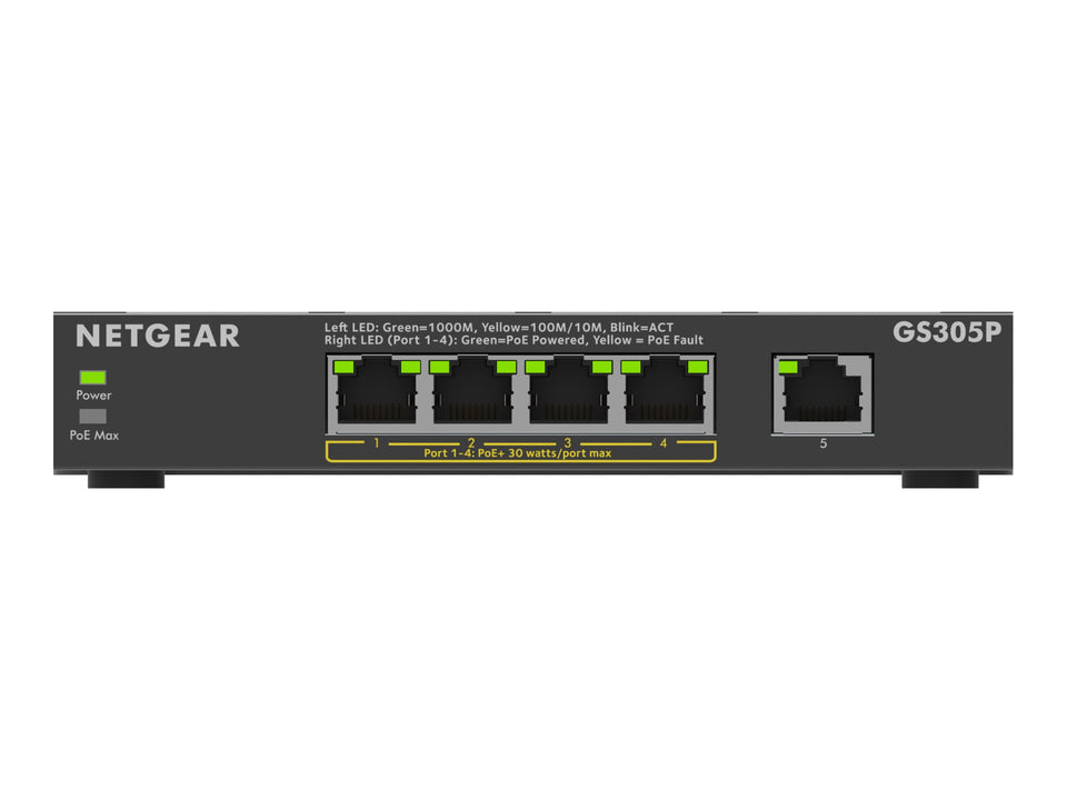 Netgear 300 Series GS305P - Version 3 - Switch - SOHO - unmanaged - 5 x 10/100/1000 (4 PoE+)
