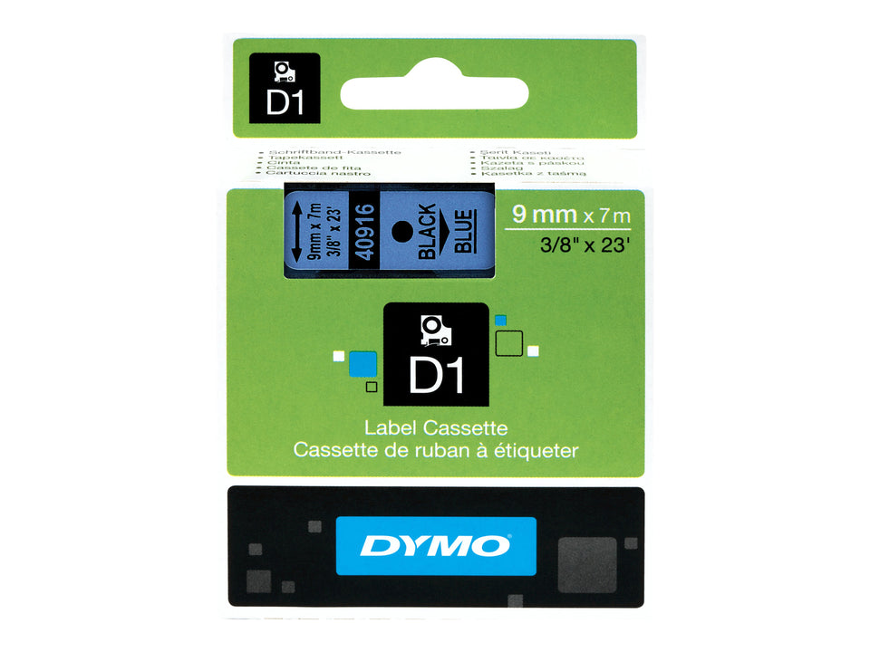 Dymo D1 - Selbstklebend - Schwarz auf Blau - Rolle (0,9 cm x 7 m)