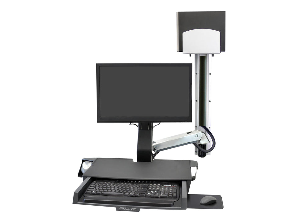 Ergotron Befestigungskit (CPU-Halter, 2 Schienenabdeckungen, 2 Kabelkanäle, Wandschienenhalterung, Maus-Shelf, Handgelenkkissen, VESA-Adapter, Tastatur-Tablett, einstellbarer Monitorarm, Wandschiene 34", Ablage für Barcode-Scanner und Maus) - für LCD