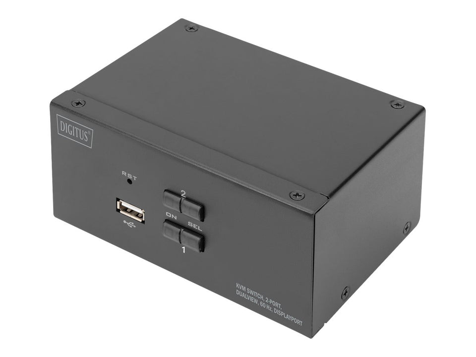 DIGITUS KVM-Switch, 2 Port, Dual Display, 4K, DisplayPort®