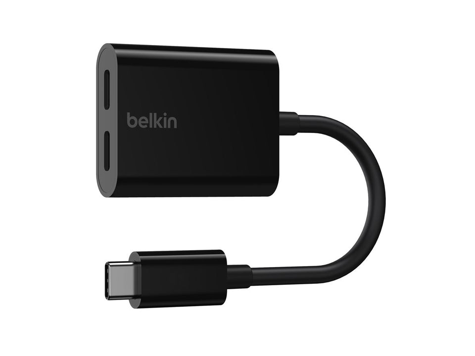 Belkin Connect Audio + Charge - USB-C zu USB-C Kopfhörer-/Ladeadapter - USB-C männlich zu USB-C weiblich - 14 m - Schwarz - USB Power Delivery (60W)