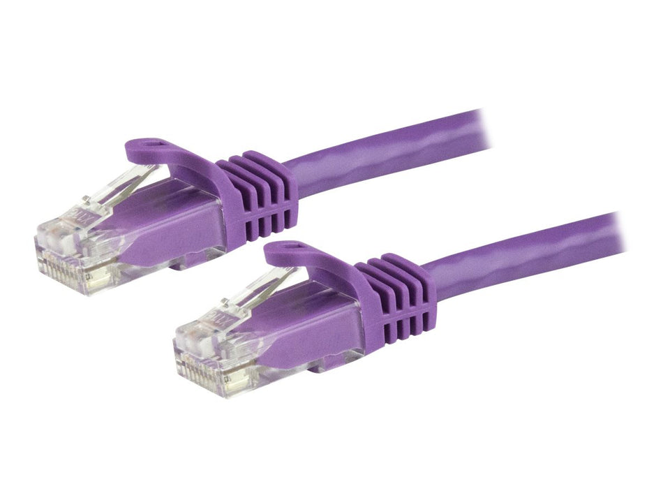 StarTech.com 15m CAT6 Ethernet Cable, 10 Gigabit Snagless RJ45 650MHz 100W PoE Patch Cord, CAT 6 10GbE UTP Network Cable w/Strain Relief, Purple, Wiring is UL Certified/TIA - Category 6 - 24AWG (N6PATC15MPL)