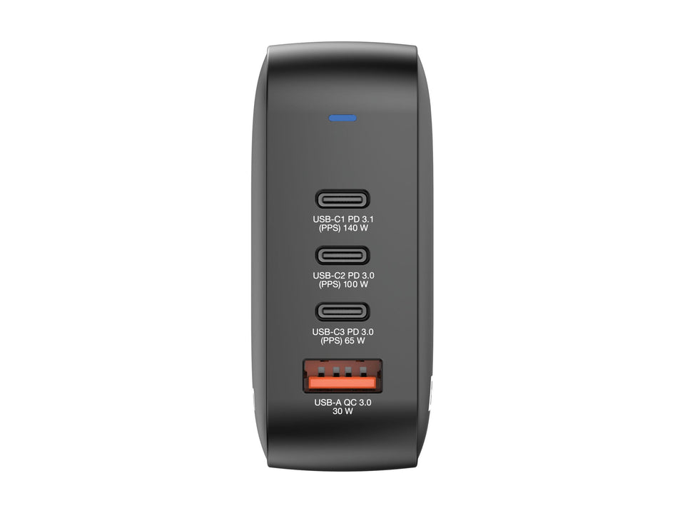 Verbatim Netzteil - GaN - 165 Watt - 5 A - PD 3.0, PD/PPS, QC 4.0 - 4 Ausgabeanschlussstellen (3 x USB-C, USB)