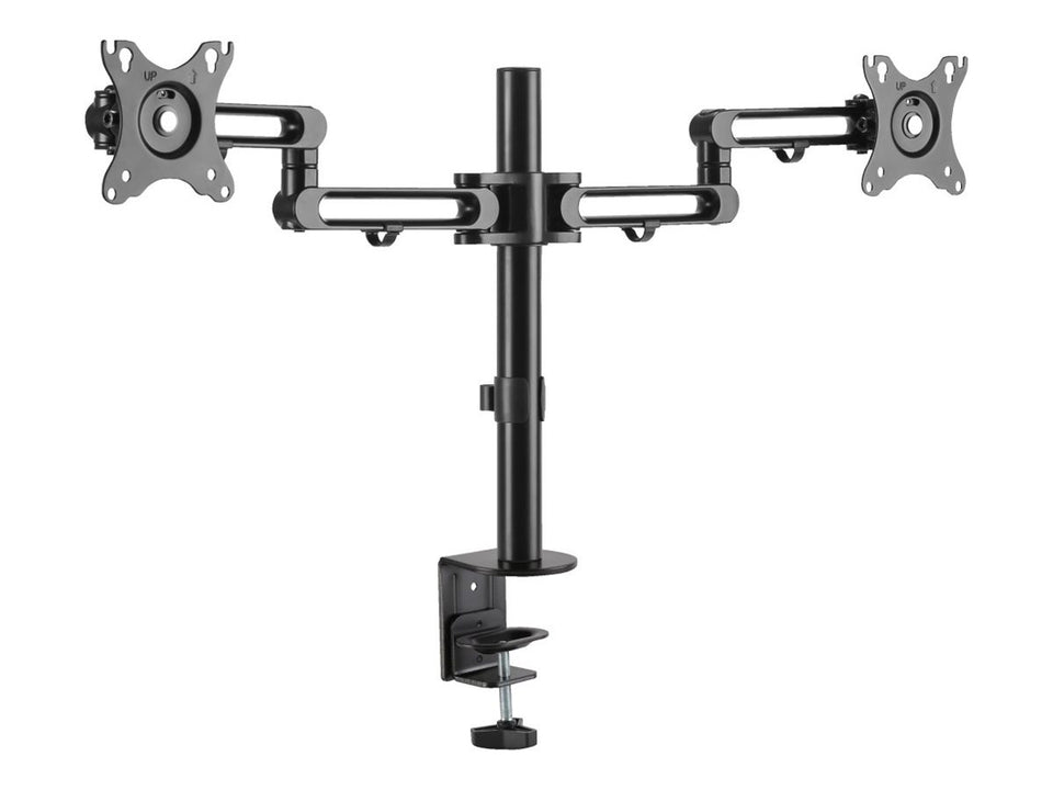 Eaton Tripp Lite Series Flex arm dual desk mount for 13 - 27" screens up to 17.6 lbs per screen - Befestigungskit - Voll beweglich - für 2 LCD-Displays - Stahl - Schwarz - Bildschirmgröße: 33-68.6 cm (13"-27")
