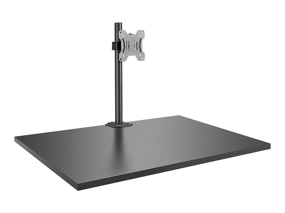 Lindy Single Display Short Bracket w/ Pole & Desk Clamp - Befestigungskit - einstellbarer Arm - für Monitor - Stahl - Silber - Bildschirmgröße: 43.2-71 cm (17"-28")