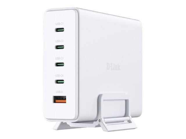 D-Link DCF-241 - Netzteil - GaN + AC-Netzteil - 240 Watt - 5 A - Power Delivery 3.1, QC 4.0 - 5 Ausgabeanschlussstellen (4 x USB-C, USB Typ A)