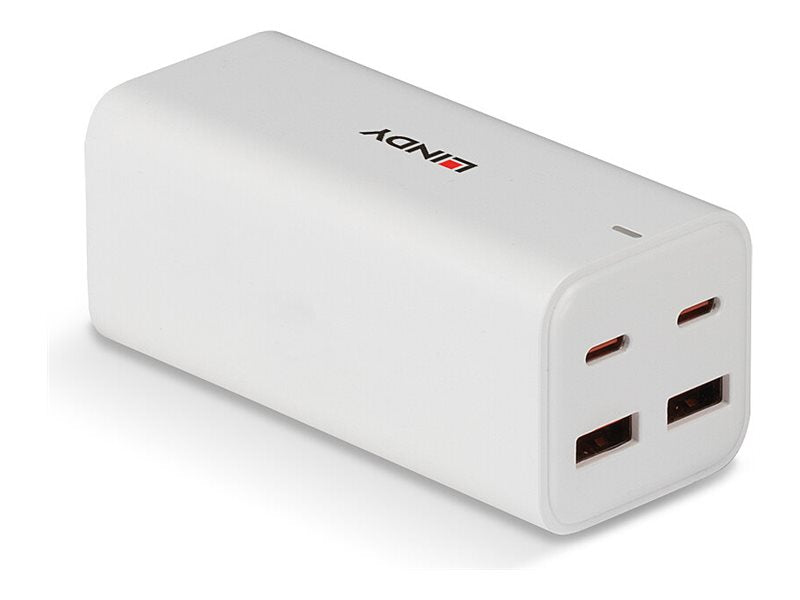Lindy Netzteil - 100 Watt - 5 A - Power Delivery 3.0 + PPS, GaNFast - 4 Ausgabeanschlussstellen (2 x USB-C, 2 x USB)