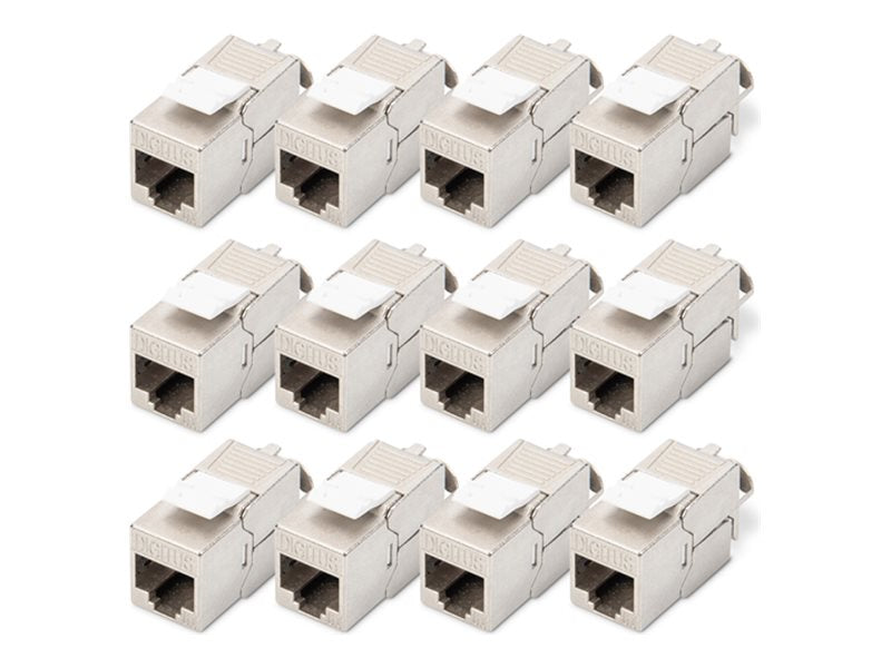 DIGITUS CAT 6A Keystone Modul, geschirmt, werkzeugfreier Montageanschluss - 12 Stk.