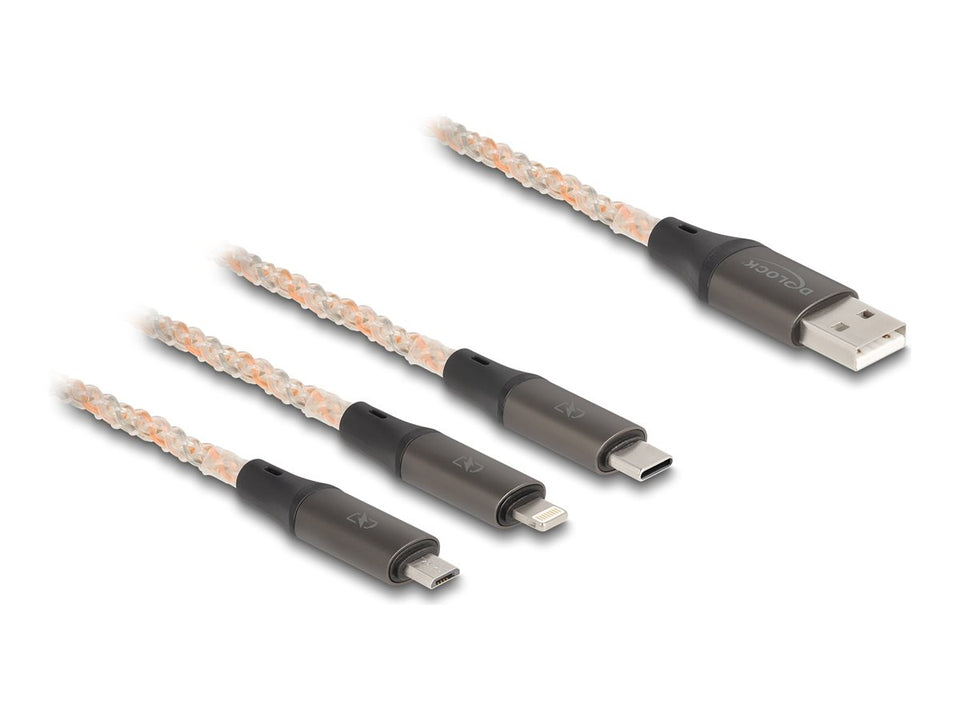 Delock 3 in 1 - Kabel nur zum Laden - USB männlich zu Micro-USB Typ B, Lightning, 24 pin USB-C männlich