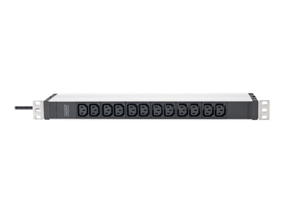 DIGITUS Steckdosenleiste mit Aluminiumprofil, 12-fach, 2 m Zuleitung Schutzkontaktstecker