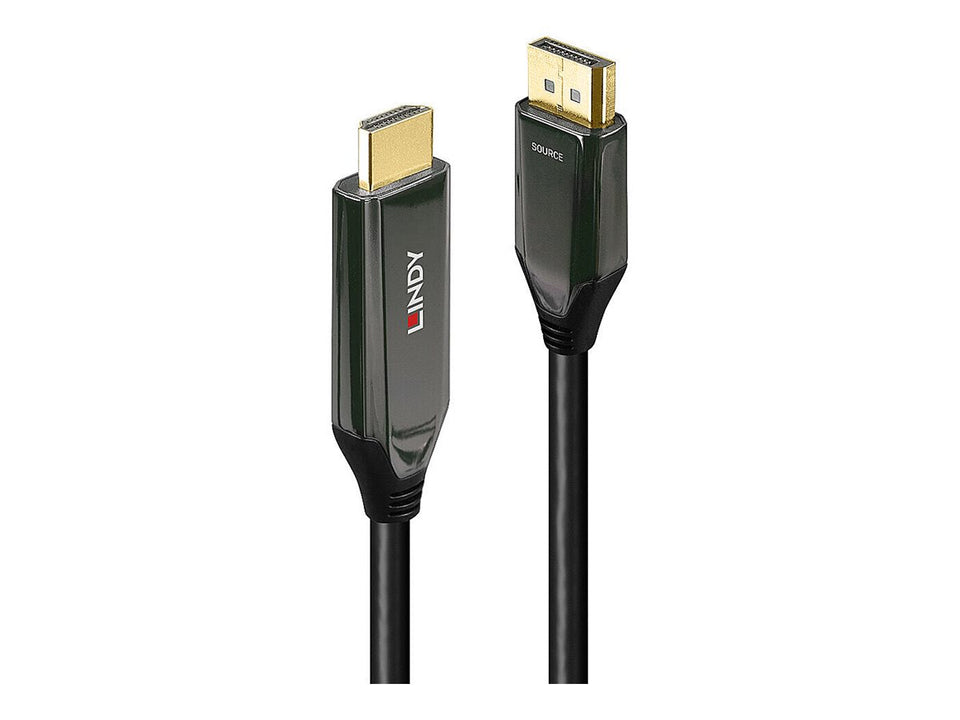 Lindy Adapterkabel - DisplayPort männlich zu HDMI männlich - 1 m - abgeschirmt - Schwarz - rund, unterstützt 8K 60 Hz (7680 x 4320)