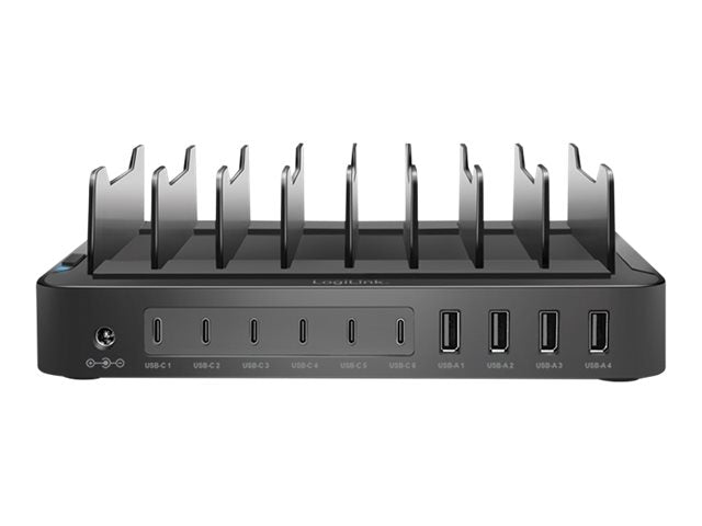 LogiLink Ladestation - 120 Watt - 4.8 A - PD 3.0, QC 3.0 - 10 Ausgabeanschlussstellen (4 x USB, 6 x USB-C)
