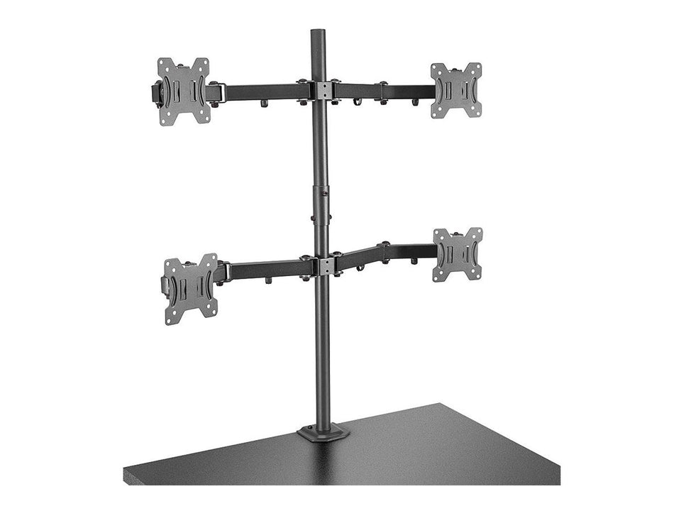 Lindy Quad Display Bracket w/ Pole & Desk Clamp - Befestigungskit - einstellbarer Arm - für 4 Monitore - Stahl - Schwarz - Bildschirmgröße: 43.2-71 cm (17"-28")