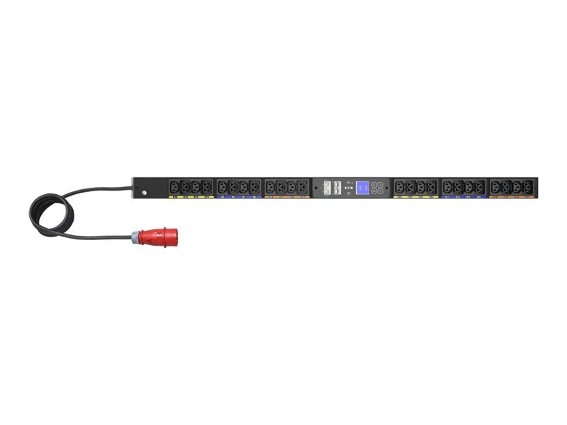 Eaton G4 - Stromverteilungseinheit (Rack - einbaufähig) - 16 A, gemessener Eingang - Wechselstrom 240/415 V - 11 kW - 3 Phasen - Ethernet 10/100/1000, serial - Eingabe, Eingang IEC 60309 16A - Ausgangsanschlüsse: 24 (12 x IEC 60320 C13, 12 x IEC 6032