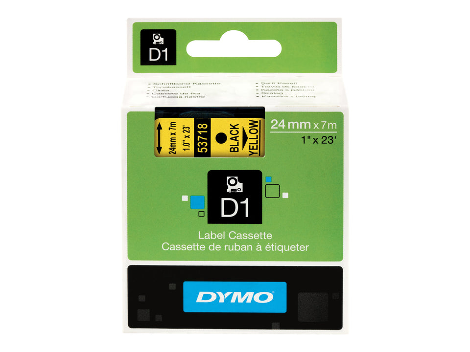 Dymo D1 - Selbstklebend - Schwarz auf Gelb - Rolle (2,4 cm x 7 m)