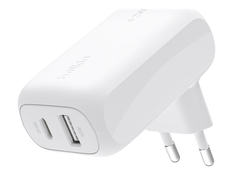 Belkin BoostCharge - Netzteil - 42 Watt - 3 A - PD 3.0 - 2 Ausgabeanschlussstellen (USB-C, USB)
