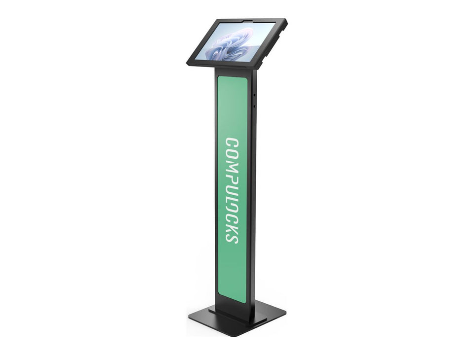 Compulocks Surface Pro 8-11 Apex Enclosure Brandable Floor Stand - Aufstellung - für Tablett - Branding-fähig - verriegelbar - Metallrahmen - Schwarz - Bildschirmgröße: 33 cm (13")