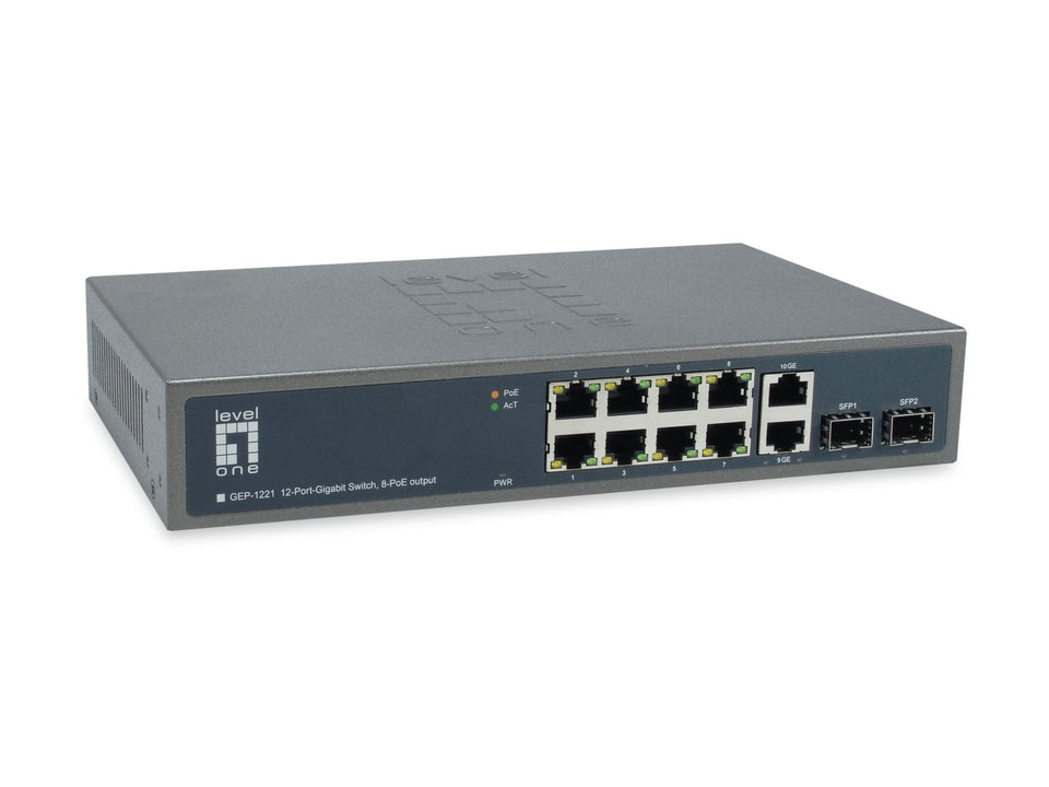 LevelOne GEP-1221 - Switch - unmanaged - 8 x 10/100/1000 (PoE+)