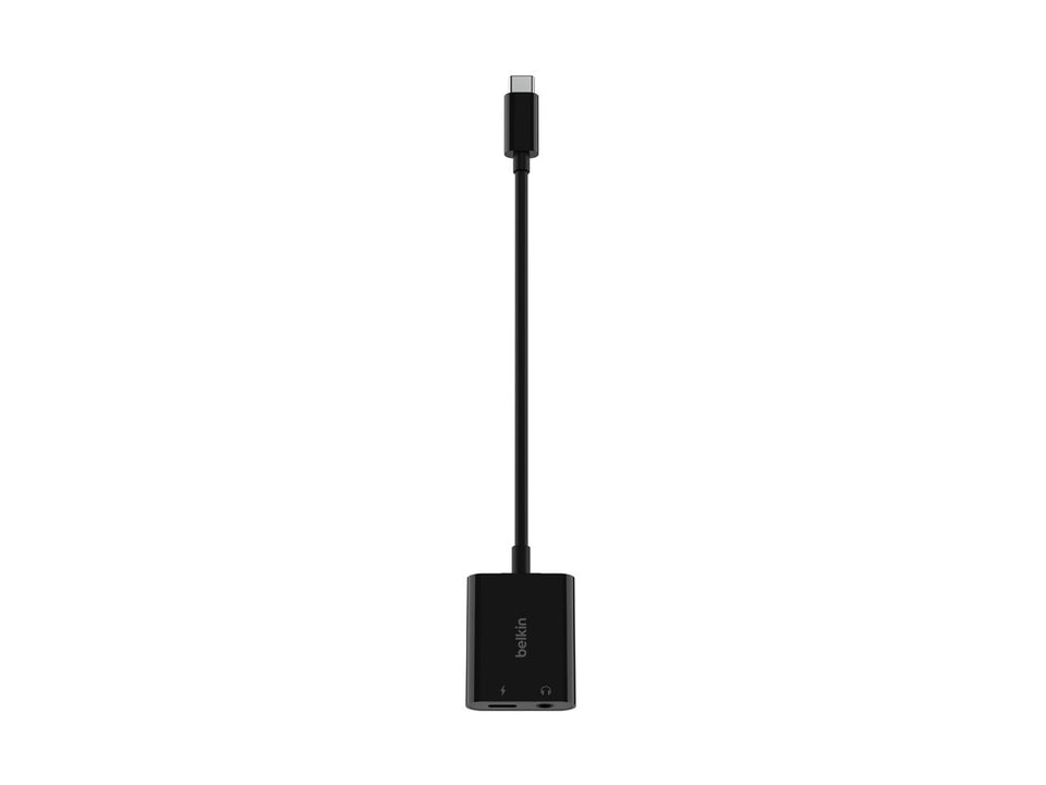 Belkin RockStar - USB-C zu Kopfhöreranschluss / Ladeadapter - USB-C männlich zu Mini-Stecker, USB-C weiblich - 19.6 cm - USB Power Delivery (60W)