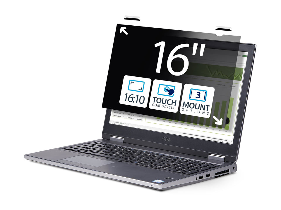 StarTech.com 16-inch 16:10 Touch Privacy Screen, Anti-Glare Privacy Filter, Laptop Monitor Screen Protector with +/- 30 Deg. View Angle, Flip-Up - 51% Blue Light Reduction (16LT6-PRIVACY-SCREEN)