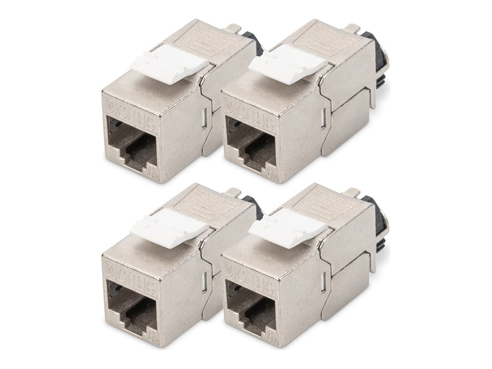 DIGITUS CAT 6A Keystone Modul, geschirmt mit intelligentem Kabelmanager - 4 Stk.