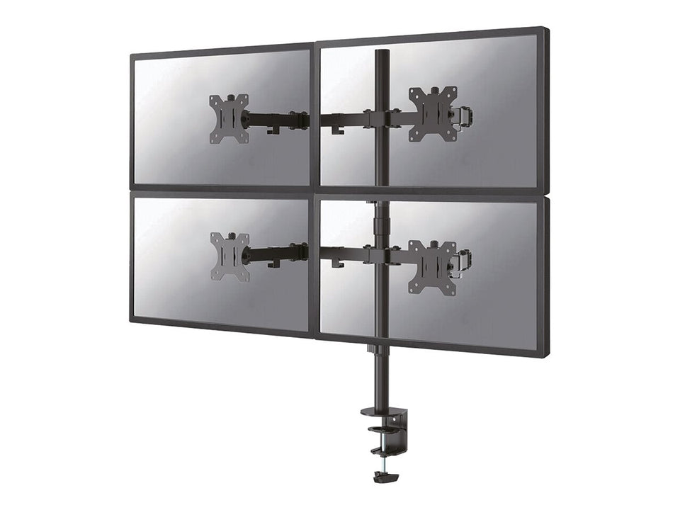 Neomounts FPMA-D550D4 - Befestigungskit (Tischplattenbohrung, Spannbefestigung für Tisch, Stange, 4 VESA-Adapter, 4 Arme)