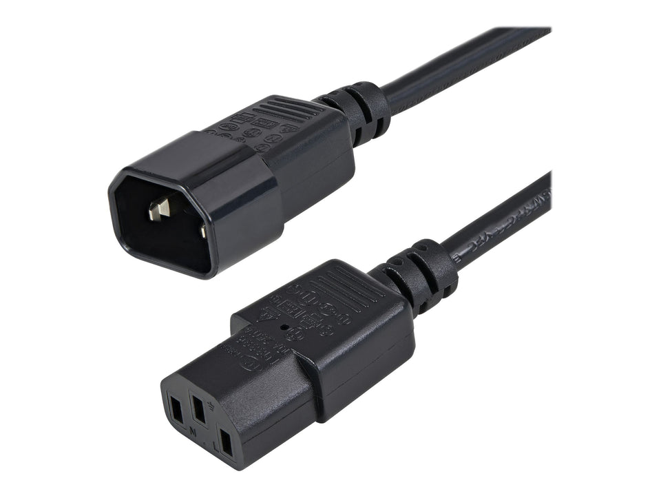 StarTech.com 1 m Stromkabel Verlängerung, C14 auf C13, 10A 125V, 18AWG, Stromkabel Verlängerung für Computer, IEC-320-C14 auf IEC-320-C13 AC Netzteil Stromkabel Verlängerung, UL gelistet (PXT1001M)