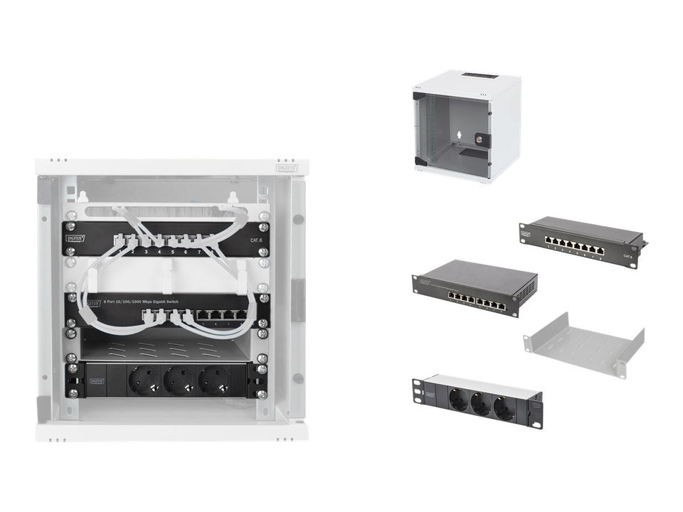 DIGITUS Netzwerk-Set 254 mm (10") - 6HE,  312 x 300 mm (B x T)