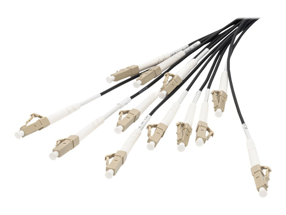 DIGITUS Vorkonfektionierte Glasfaser Universal Breakout Kabel, Multimode OM4, 12 Fasern, LC/UPC - LC/UPC