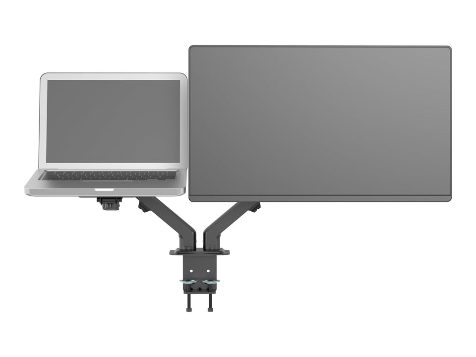 Vision VFM-DAD/4 - Befestigungskit - einstellbarer Arm - für 2 LCD-Displays oder LCD-Display und Notebook / Tablet - Aluminium, Stahl - mattschwarz - Bildschirmgröße: 43.2-68.6 cm (17"-27")