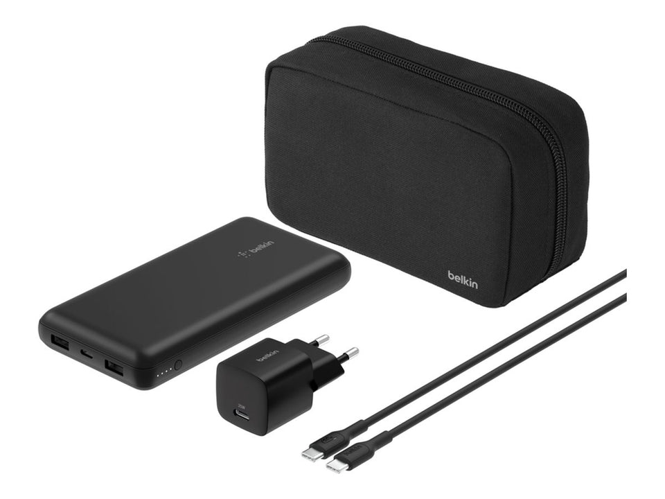 Belkin BoostCharge - Powerbank + AC-Netzteil - 20000 mAh - PD - 3 Ausgabeanschlussstellen (USB-C, 2 x USB)