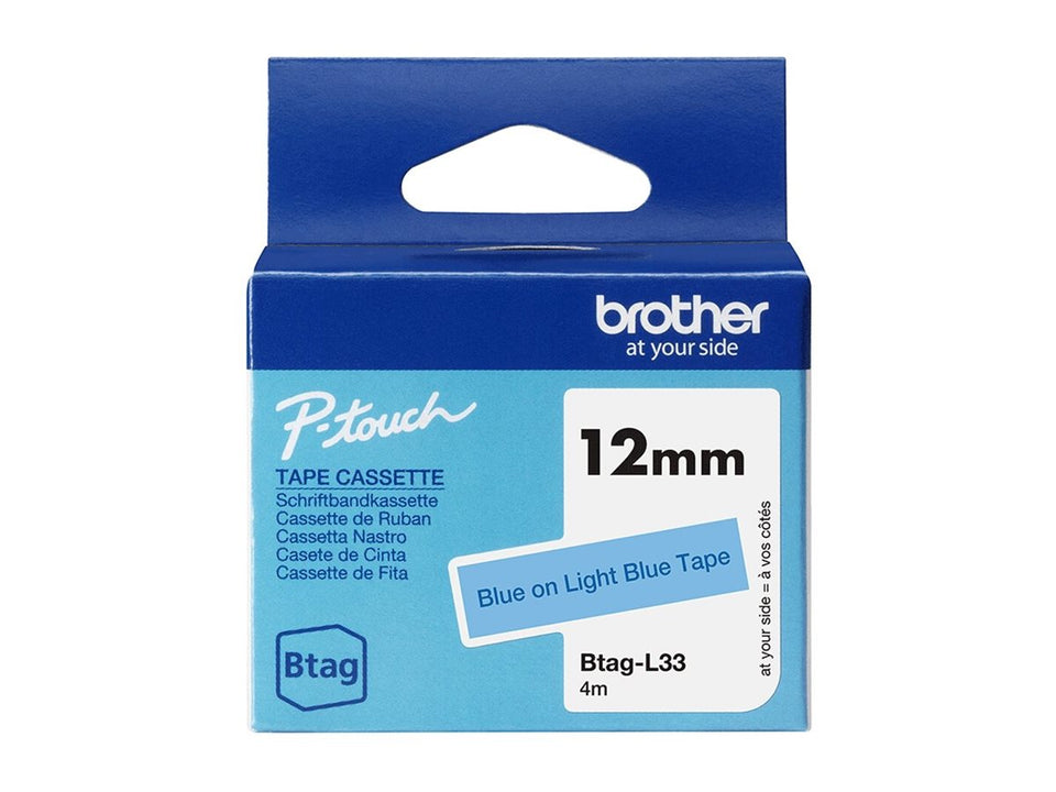 Brother BTAG-L33 - Blau auf hellblau - Rolle (1,2 cm x 4 m)