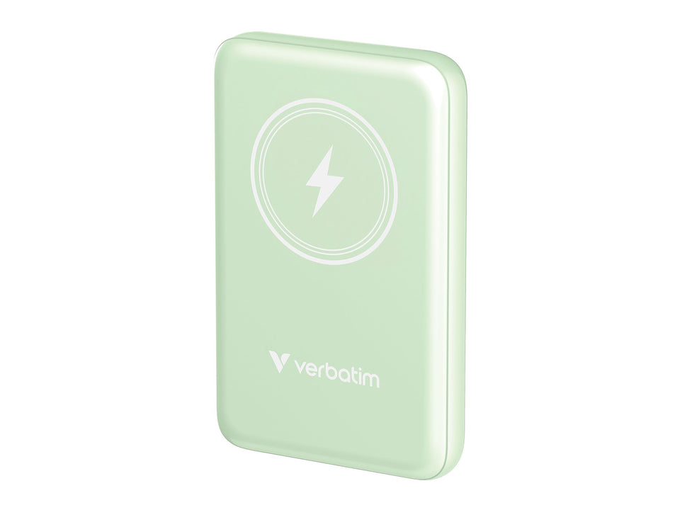 Verbatim Charge 'n' Go - Induktive Power Bank - magnetische Halterung - Li-Pol - 10000 mAh - 20 Watt - 2.4 A - Apple Fast Charge, PD 3.0, QC 3.0, Apple 2.4A, USB BC 1.2 (USB-C)