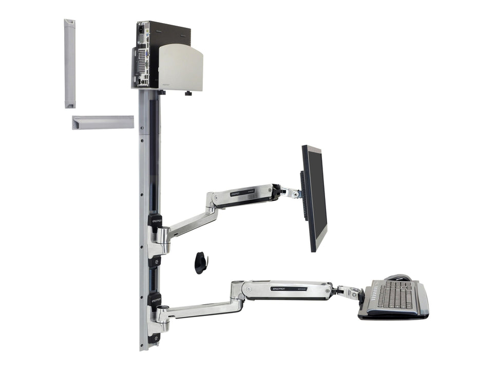 Ergotron LX - Befestigungskit (CPU-Halter, Maushalterung, 2 Schienenabdeckungen, Tastaturarm, 2 Kabelkanäle, Handgelenkkissen, Steh-Sitz-Arm, Wandschiene 10", Wandschiene 34") - Konstante Krafttechnologie - für LCD-Display / PC-Ausrüstung - mittlerer