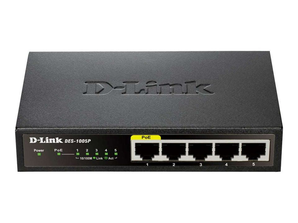 D-Link DES 1005P - Switch - unmanaged - 4 x 10/100 + 1 x 10/100 (PoE)