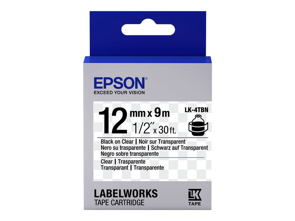 Epson LabelWorks LK-4TBN - Schwarz auf Transparent - Rolle (1,2 cm x 9 m)