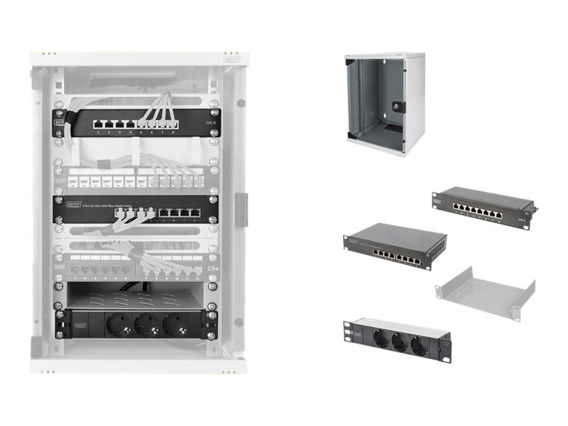 DIGITUS Netzwerk-Set 254 mm (10") - 9HE, 312 x 300 mm (B x T)