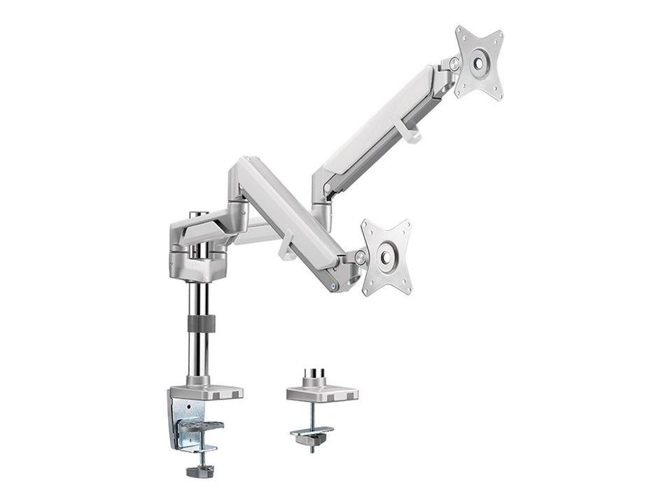 LogiLink Befestigungskit - einstellbarer Arm - für 2 LCD-Bildschirme / gekrümmter LCD-Bildschirm - Kunststoff, Aluminium, Stahl - Bildschirmgröße: 43.2-81.3 cm (17"-32")