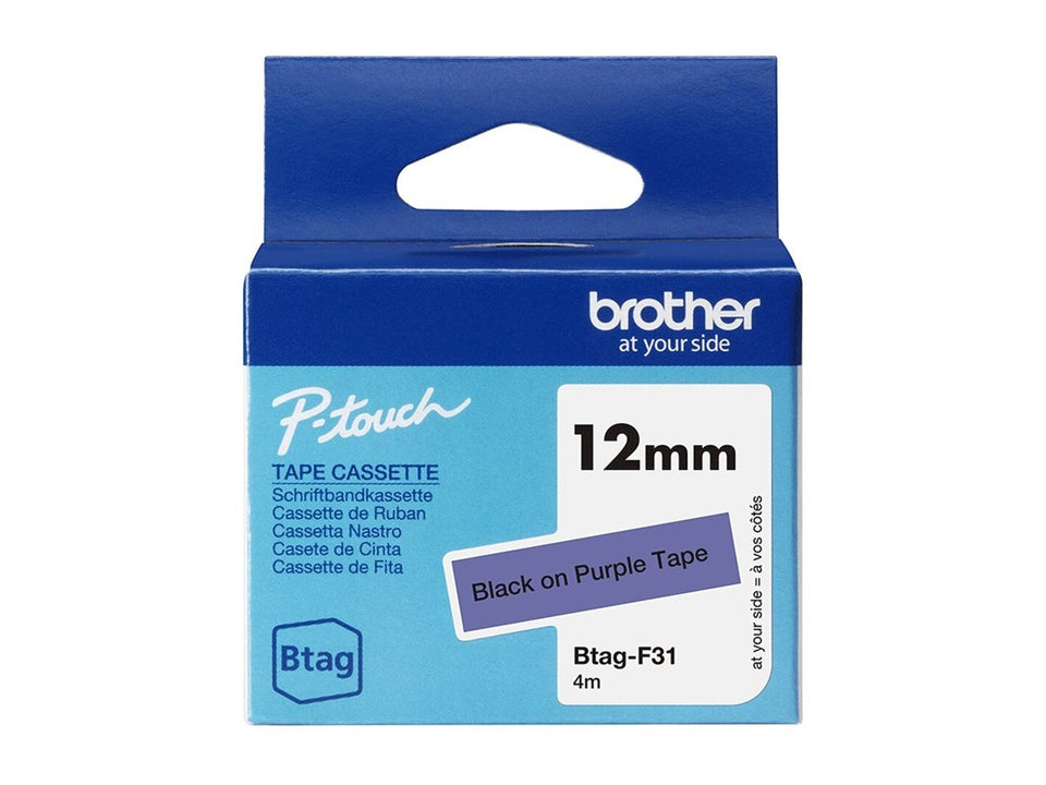 Brother BTAG-F31 - Schwarz auf Purpurrot - Rolle (1,2 cm x 4 m)