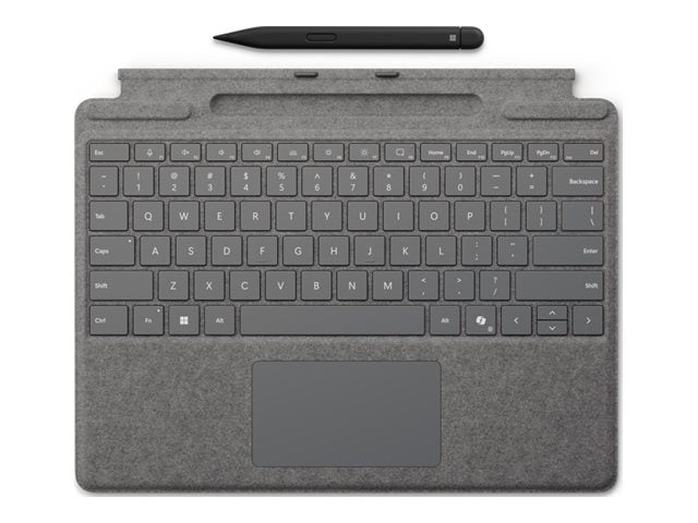 Microsoft Surface Pro Keyboard - Tastatur - mit Trackpad, Beschleunigungsmesser, Surface Slim Pen 2 Ablage- und Ladeschale - QWERTZ - Deutsch/Österreichisch - Platin - mit Slim Pen 2 - für Microsoft Surface Pro 8, Pro 8 for Business, Pro 9, Pro 9 for