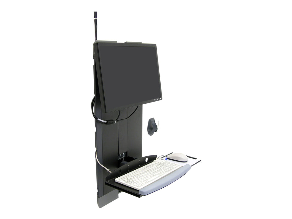 Ergotron Befestigungskit (Handgelenkkissen, Maushalterung, vertikale Verstellschiene, klappbare Tastaturablage, Mauspad) - schmal - für LCD-Display / PC-Ausrüstung - für stark frequentierte Bereiche - Stahl - Schwarz - Bildschirmgröße: bis zu 61 cm (